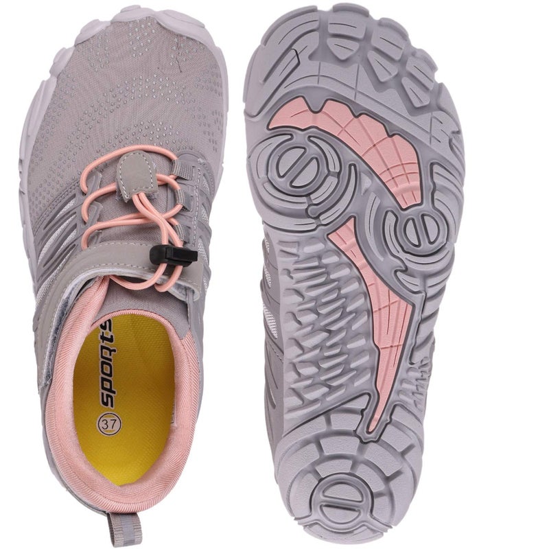 WHITIN Women's Minimalist Barefoot Trail Running Shoes | Wide Toe Box Size 10.5-11 Grey/Pink 42 - Image 4